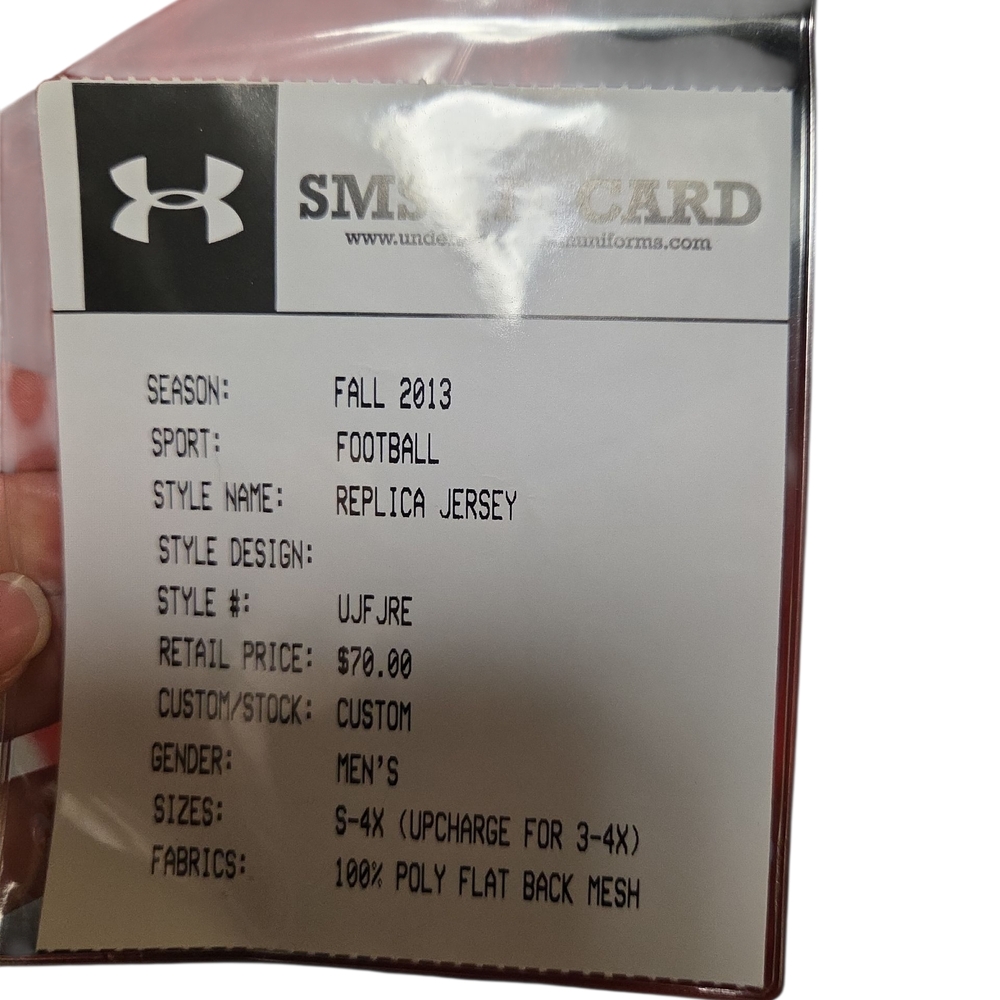 Under Armour NWT Men's Red and Black Mustangs Football Jersey - Picture 3 of 5